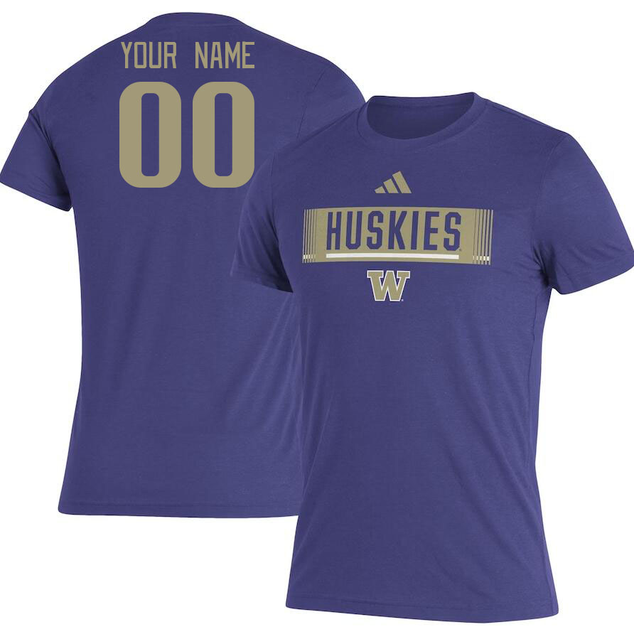 Custom Washington Huskies Name And Number College Tshirt-Purple - Click Image to Close